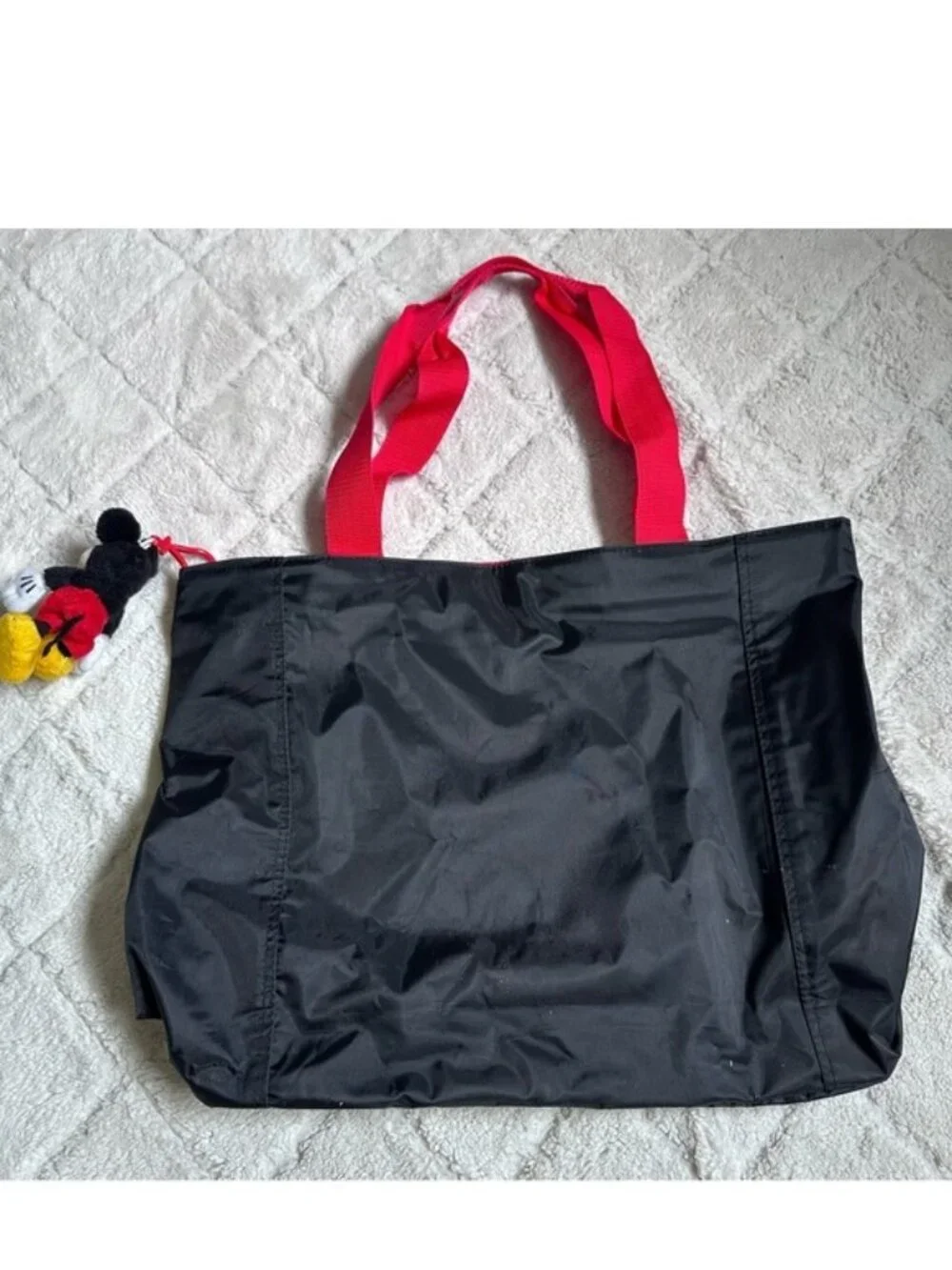 Disney X Mickey Unlimited | Black Canvas 90's Mickey Collage Tote Bag & Keychain